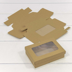 Коробка Для конфет сборная 14.5х10х4 см с окошком (Коричневый, Крафт)