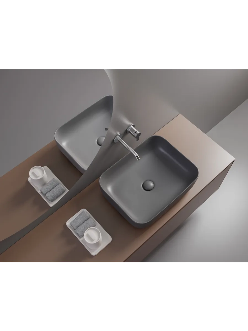 Раковина накладная прямоугольная серая JET