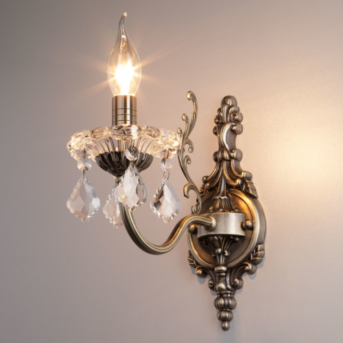 Настенный светильник 3281/1 античная бронза / прозрачный хрусталь