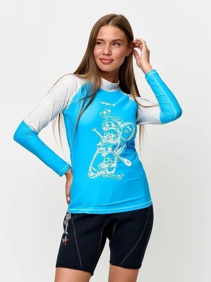 Футболка рашгард лонгслив Sargan Скелетон-Сап UPF 50+ голубой/белый