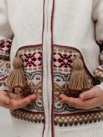 Кофта вязаная на молнии с капюшоном и карманом