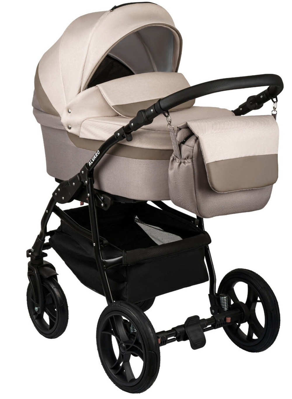 Детская коляска Alis Alvaro F 3 в 1 Al 11 т.бежевый+св.бежевый+бежевая кожа