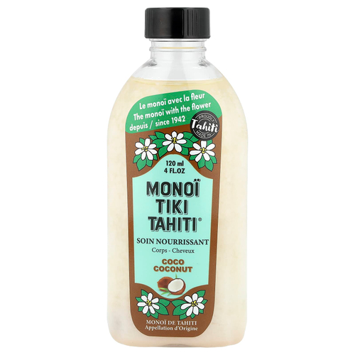 Monoi Tiare Tahiti, Monoi Tiki Tahiti®, кокосовое масло, кокос, 120 мл (4 жидк. унции)
