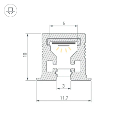 Профиль с экраном SL-MINI-3-H10-F12-2000 CHAMPAGNE GOLD (Arlight, Алюминий+пластик) 058626