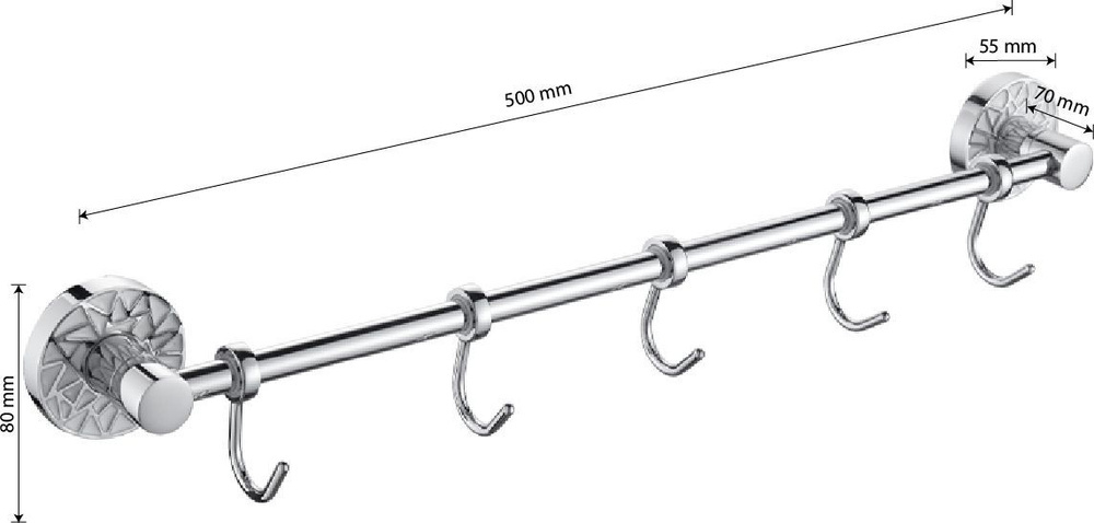 Вешалка GFmark 5 крючков прямая, с белой мозаикой 3215