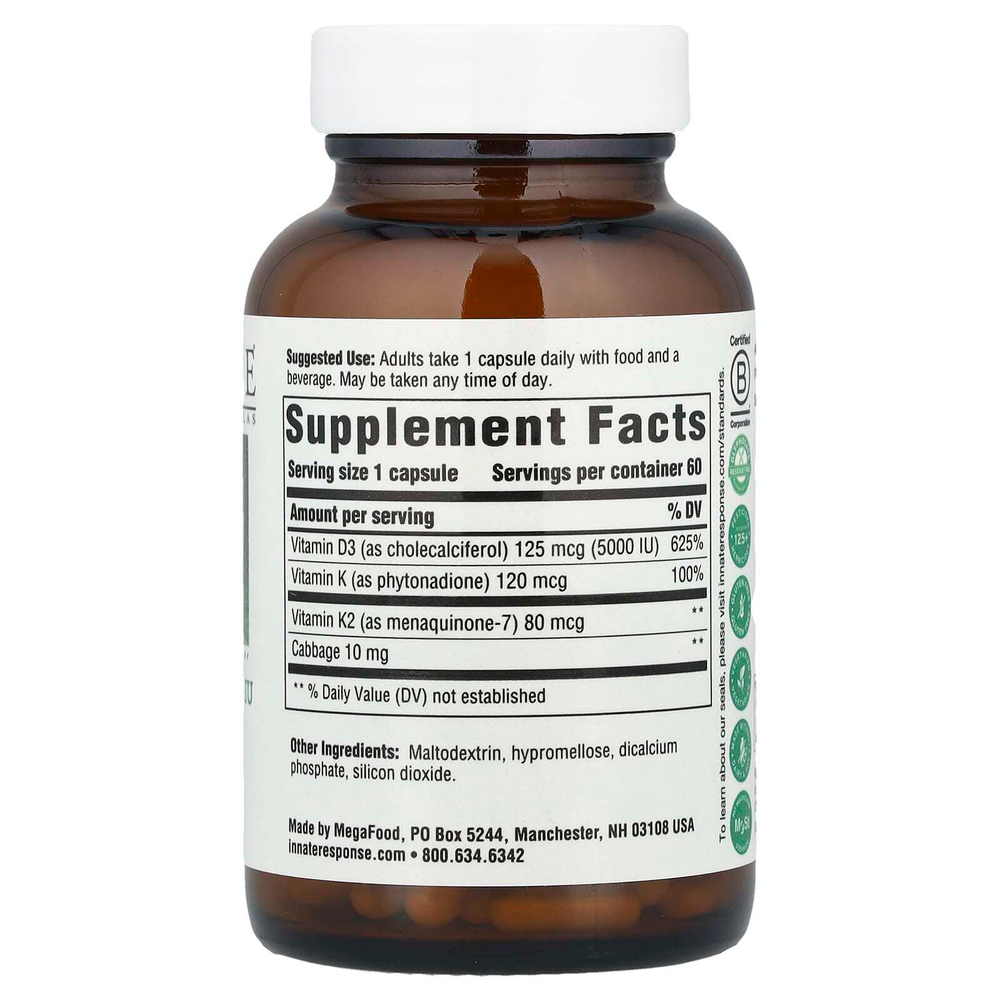Innate Response Formulas, Витамин D3, 125 мкг (5000 МЕ), 60 капсул