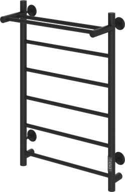 Полотенцесушитель электрический EWRIKA Сафо PN 80x55 см, подключение справа, слева, матовый черный, лесенка, из стали, с полкой