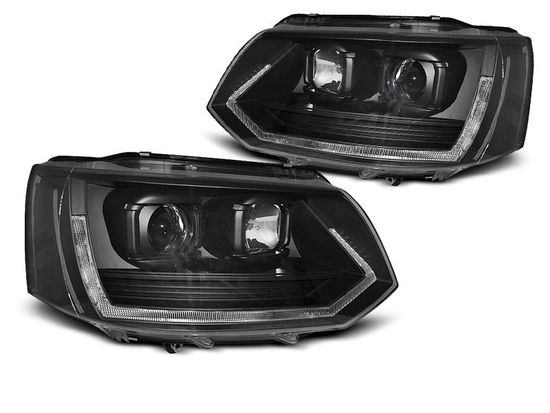 Передние фары Tube Light для Volkswagen T5 (10-15) динамические черные