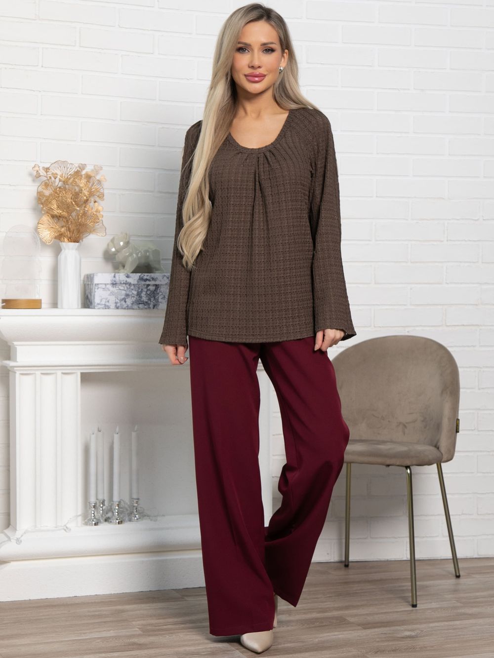 Блуза Маллуя (кофе) Б15167-4М LT Collection