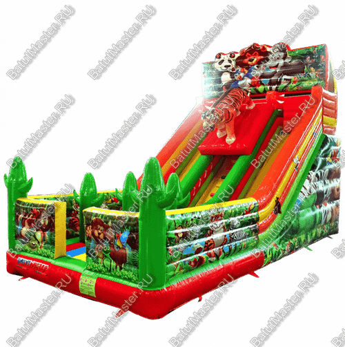 Детский надувной батут-горка "Зов тигра", размер 10*5*7 м