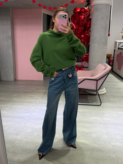 Джинсы М7 с брелоком синий