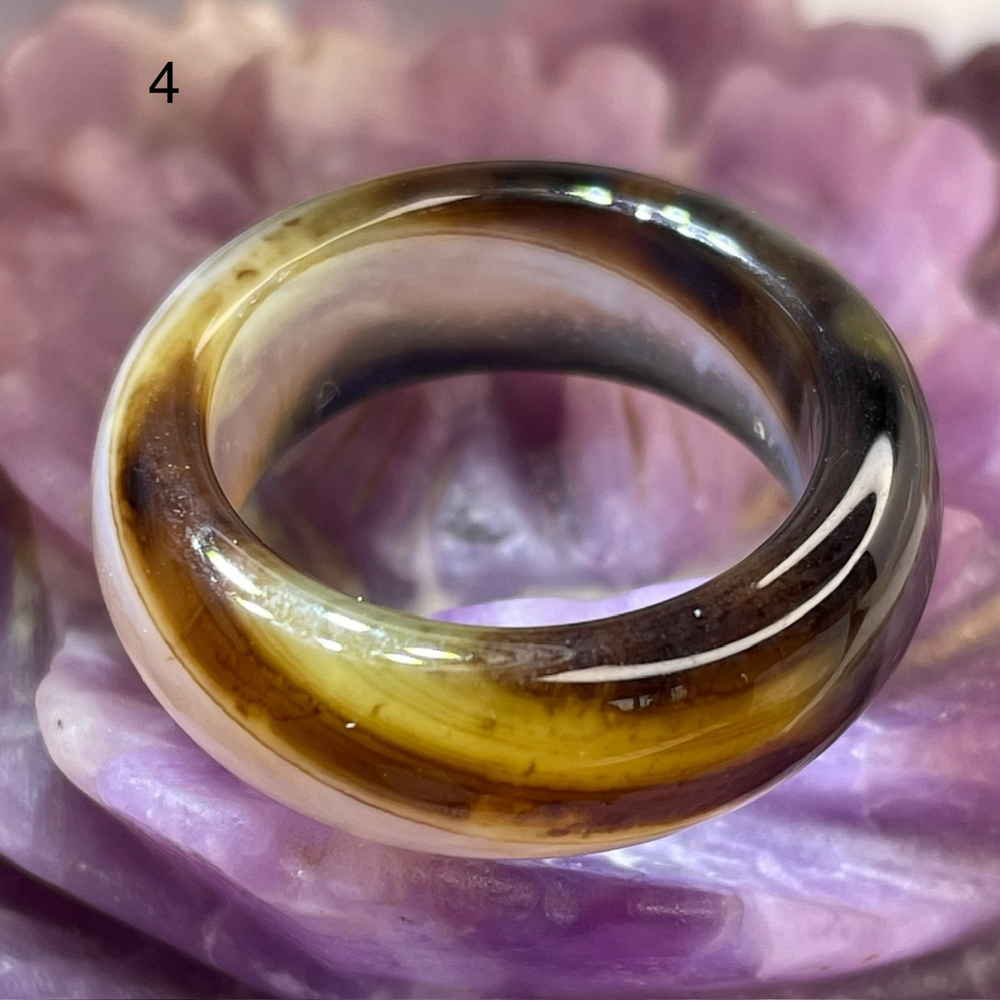 43885 Агат кофейный Кольцо широкое 8-9мм 18-19размер