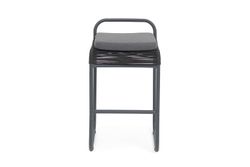 "Ането" стул барный плетеный из роупа, каркас алюминий темно-серый (RAL7024) муар, роуп темно-серый круглый, ткань темно-серая 027
