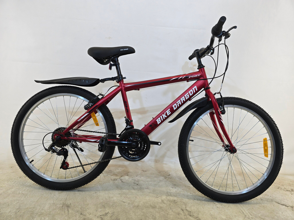 Велосипед Bike Dragon 24" 21скор (ст.рама,SunRun, Жесткая вилка, тормоз V-brake) BD-1-24-3 красный