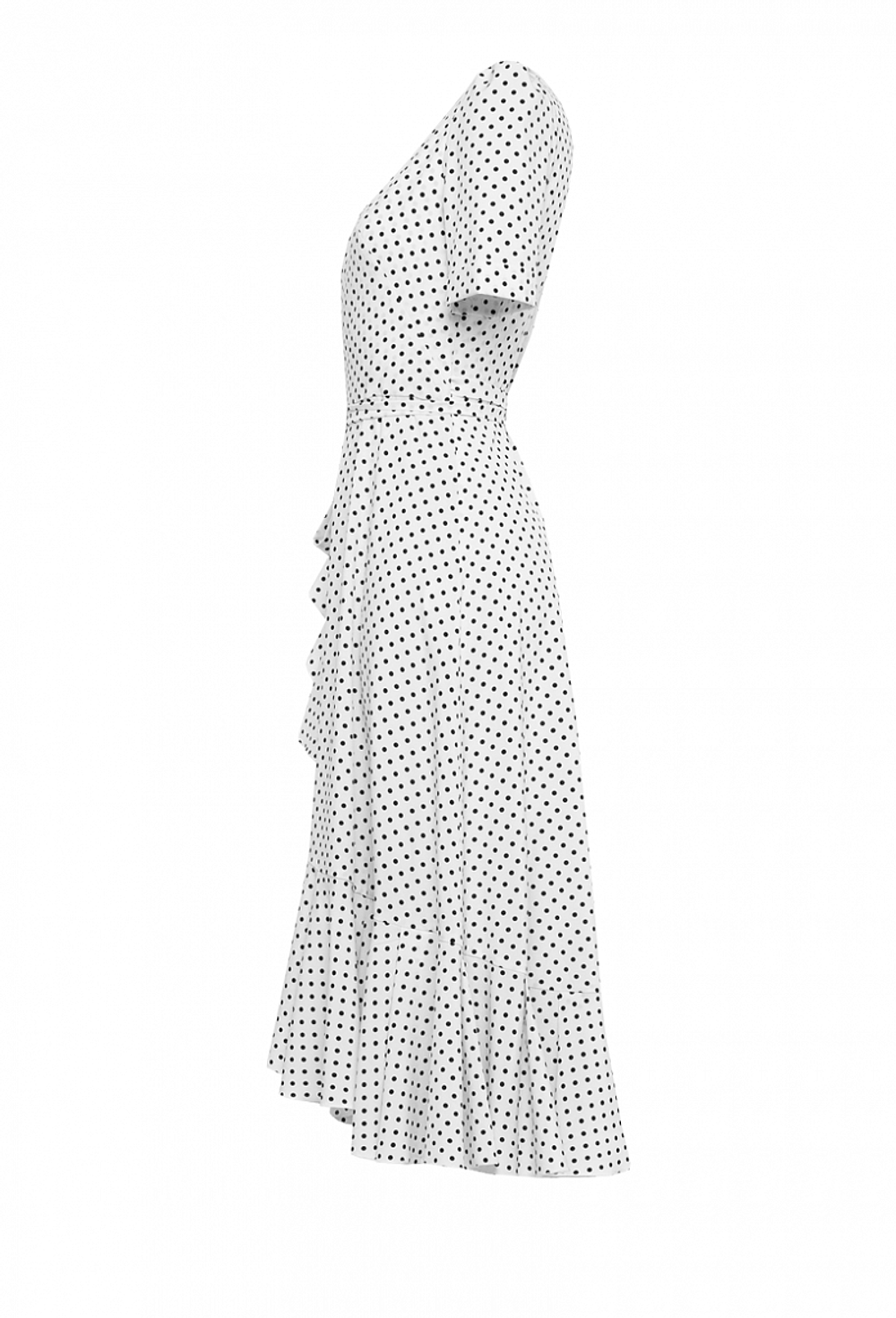 Платье белое в мелкий горох облегающее с запахом 07-01-21SS