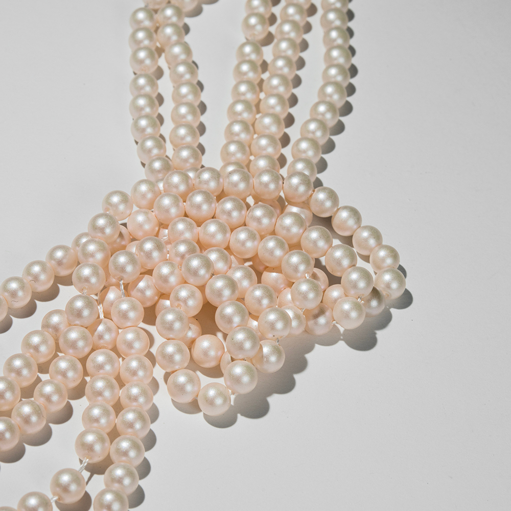 Хрустальный жемчуг, оттенок "Lovely Peach", шар 6мм, перламутрово-сатиновое улучшенное покрытие