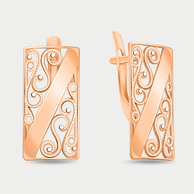 Серьги женские без вставок из розового золота 585 пробы (арт. 21142)