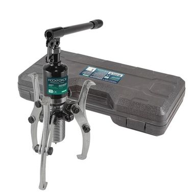 Съемник двух-трехлапый переставной гидравлический 10т(? захвата:50-250мм,мах. глубина захвата-170мм, ход штока-60мм)в кейсе RockForce##Rock FORCE RF-6590610H