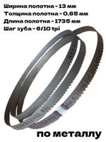 Полотно пильное по металлу 13х0,65х1735 мм 6/10 tpi для ленточнопильного станка BELMASH MBS-660VS