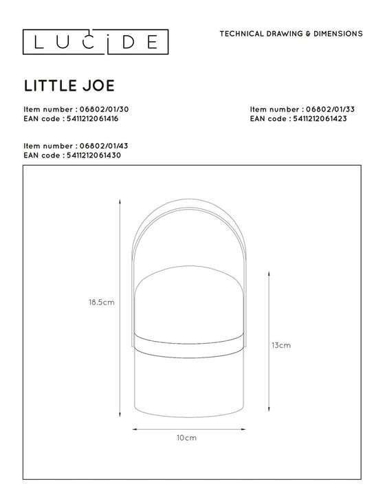 Уличный светодиодный светильник Lucide Little Joe 06802/01/33