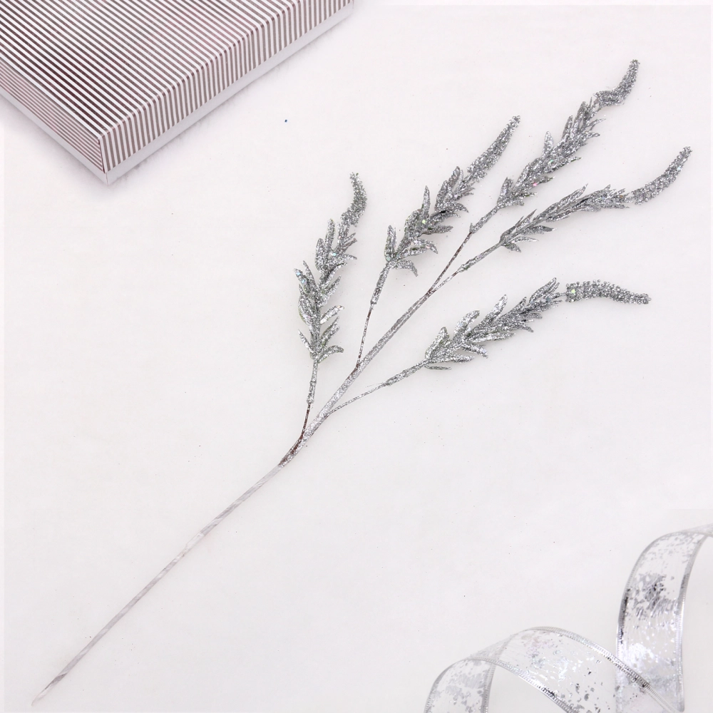 Ветка декоративная «Зимняя свежесть» 70 см, Серебро