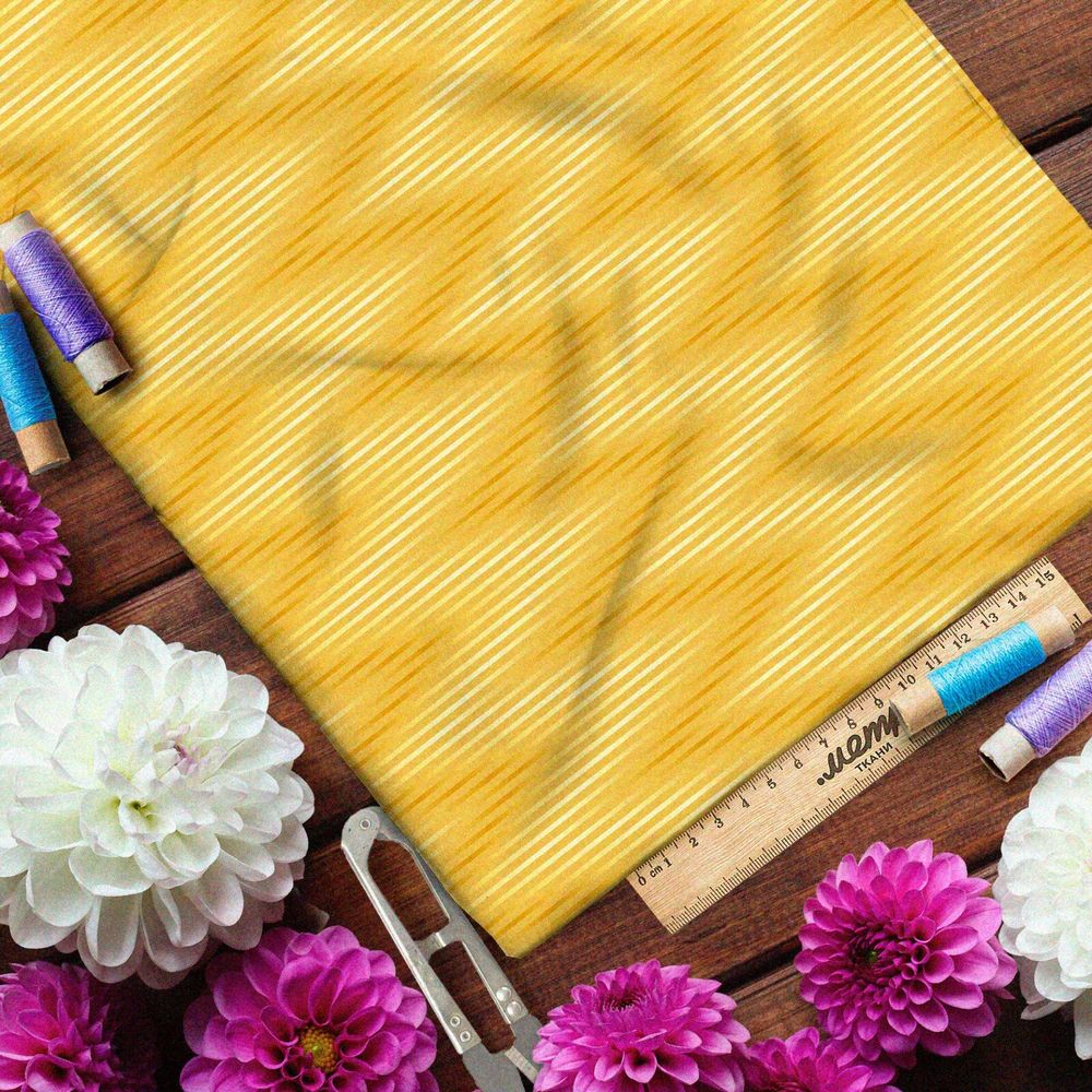 Ткань барби жёлтые зигзаги в полоску