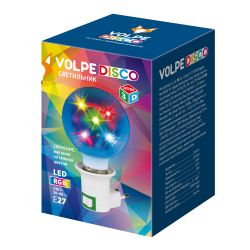 ULI-Q309 1.5W-RGB ДИСКО ШАР 3D Светодиодный светильник. Свечение 3D звёзды. Вилка 220В. Диаметр 8см. ТМ Volpe.