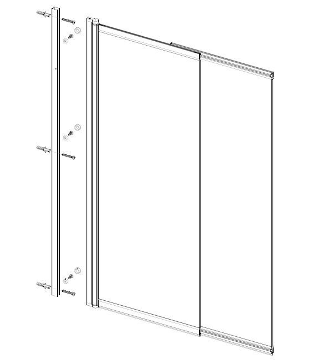 Душевая шторка на ванну VSB-6E900CL-L, 900*1400, хром, стекло прозрачное, левая, , шт