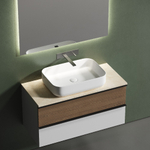 Тумба подвесная Sancos Delta, Дуб светлый/белый 995х445х500, под столешницу без отверстия под смеситель, цвет Kreman