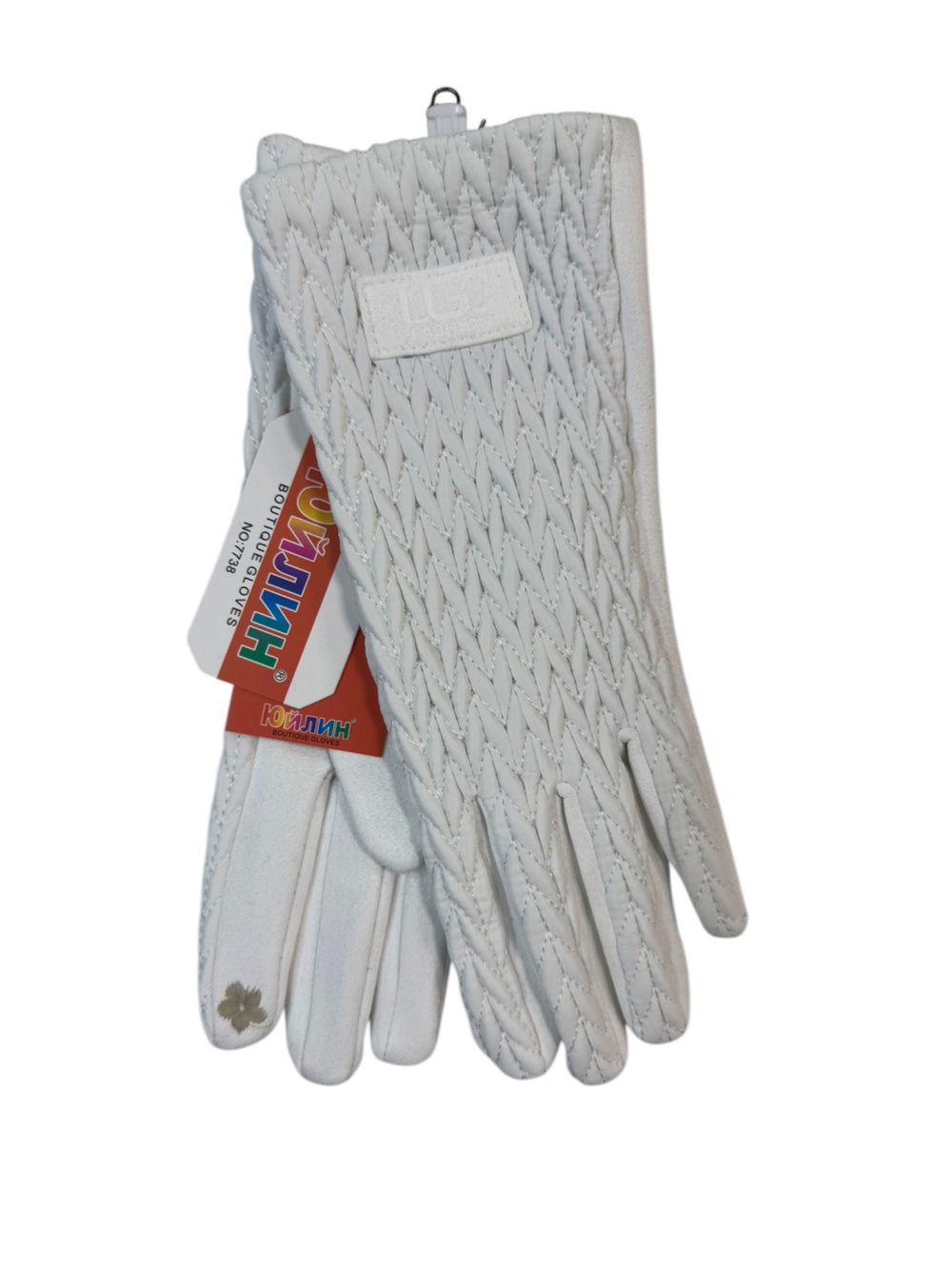 Перчатки. Женские. Сверху болоневые с узором. Ладошка спандекс. Сенсорные. Внутри плюш. 12 шт в упаковке.