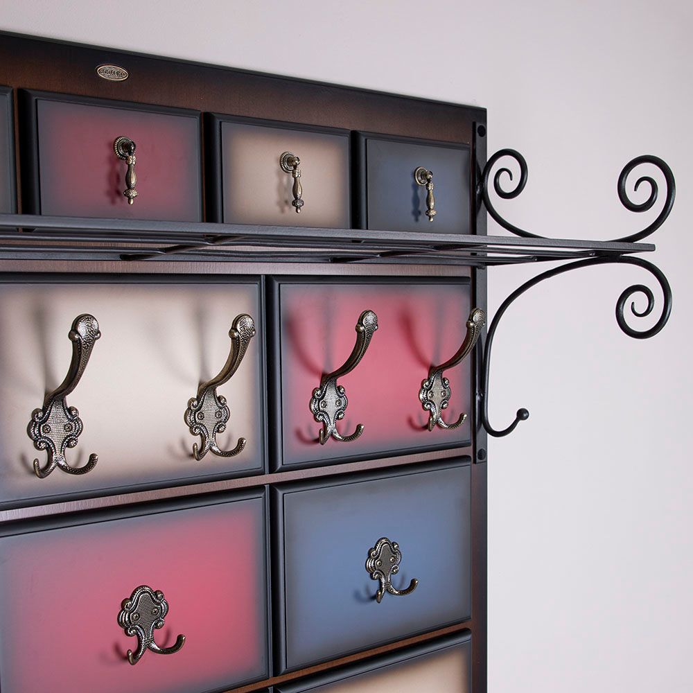 Вешалка настенная Пандора 4 Орех Mix (зеркало слева)