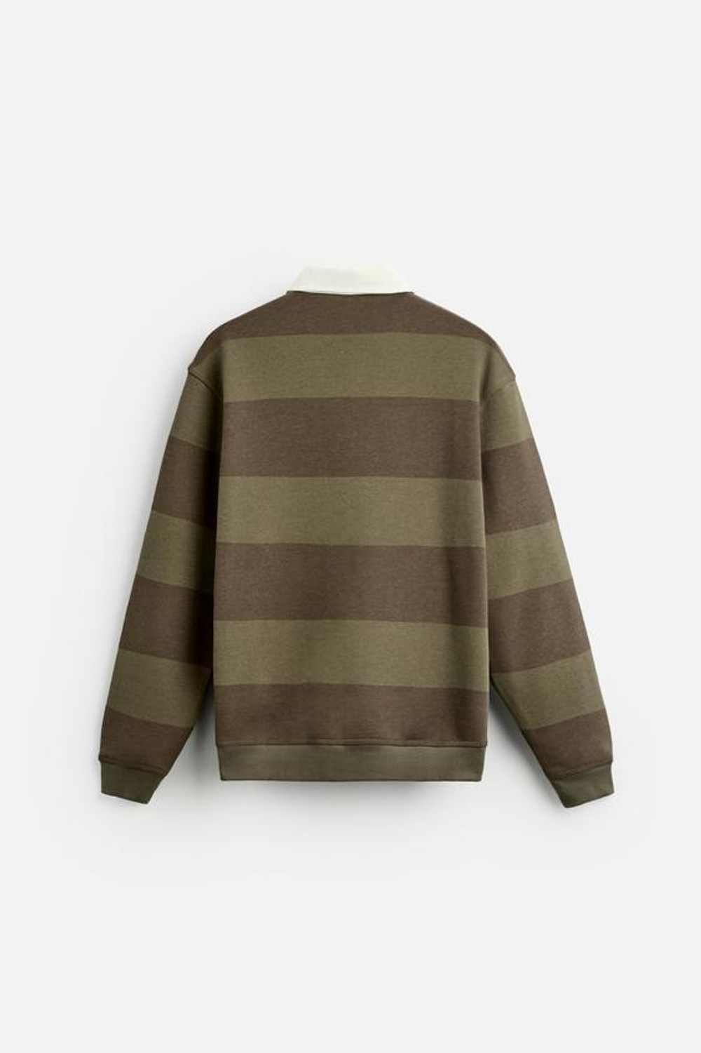 ZARA РУБАШКА ПОЛО С КОНТРАСТНЫМ ВОРОТНИКОМ, КОРИЧНЕВЫЙ/ЗЕЛЕНЫЙ