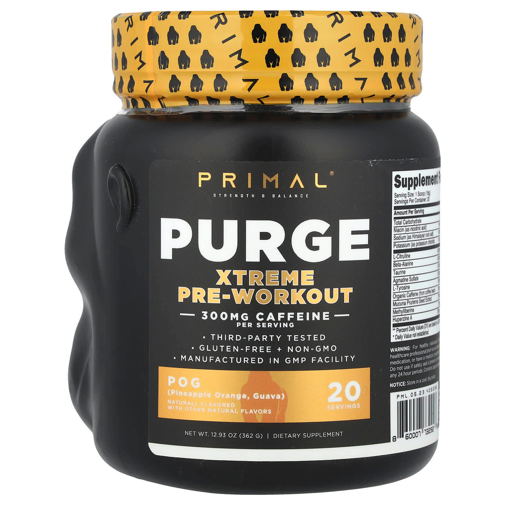 PrePrimal, Purge, Xtreme перед тренировкой, ананас, апельсин, гуава, 362 г (12,93 унции)