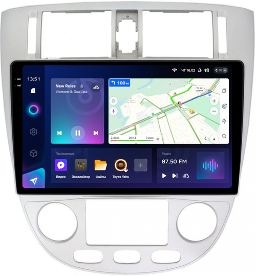 Магнитола для Chevrolet Lacetti седан/универсал, Daewoo Gentra (климат, рамка серебро) - Teyes CC3-2K QLed Android 10, Быстрая, SIM-слот, CarPlay