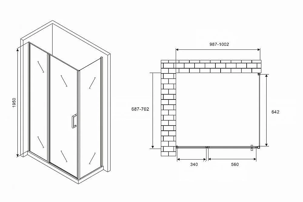 Душевой уголок Abber Sonnenstrand AG04100BS-S70B 100x70