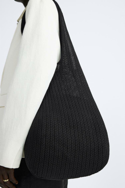 ZARA СУМКА ИЗ РЕЛЬЕФНОЙ ТКАНИ, ЧЕРНЫЙ
