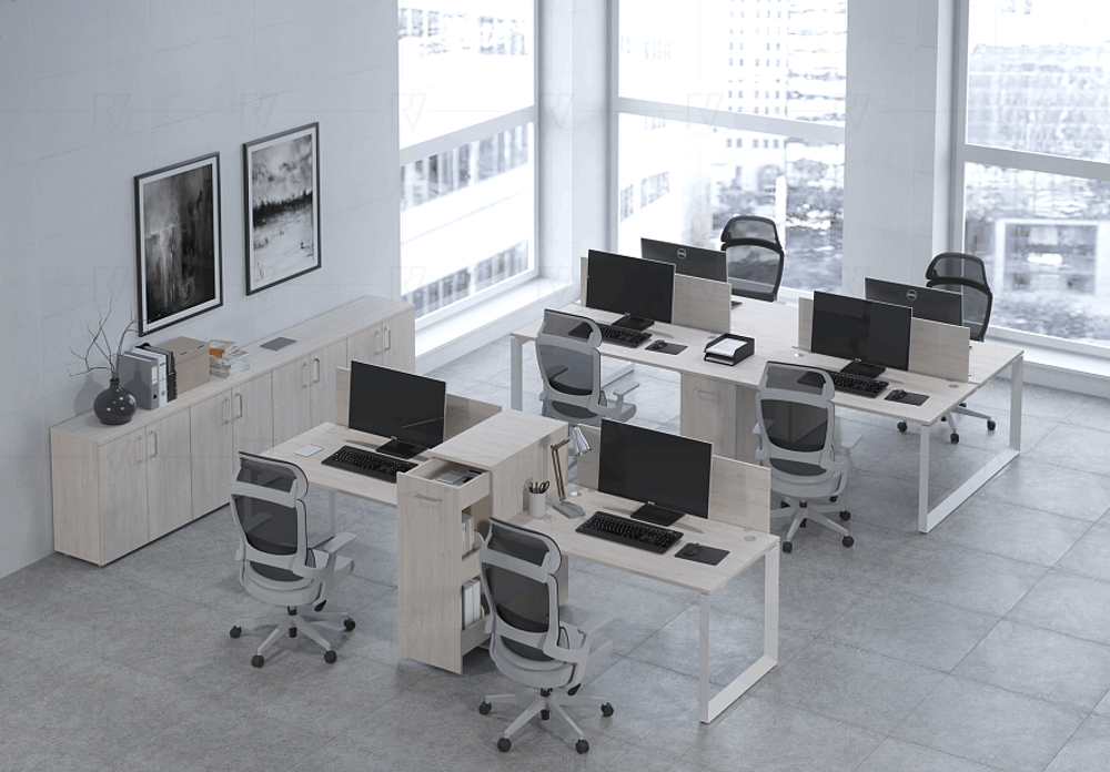 Стол-приставка двойной на О-образном м/к к опорным элементам 1635 Onix