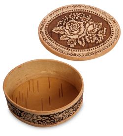 Народные промыслы BST-333 Шкатулка «Цветы» (береста)