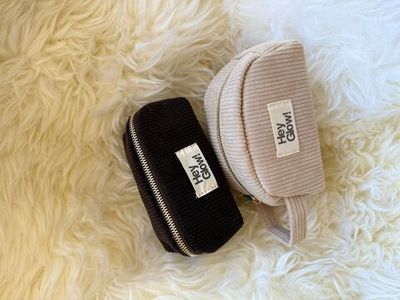 HEY GLOW Косметичка вельвет, велюр коричневый/молочный (мини )