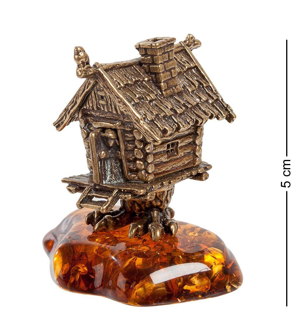 Народные промыслы AM- 722 Фигурка «Избушка на курьих ножках» (латунь, янтарь)