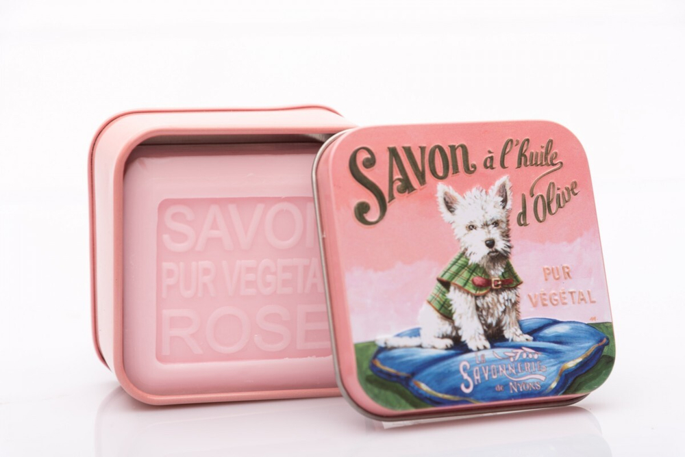 Мыло с розой в металлической коробке, 100 гр.