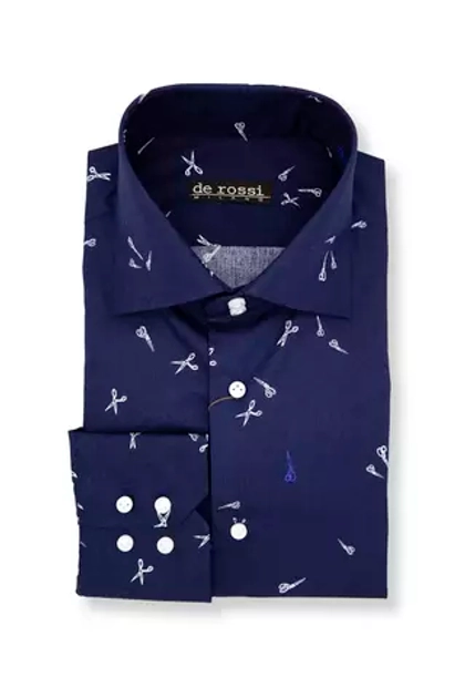 Рубашка темно-синяя «Ножницы»