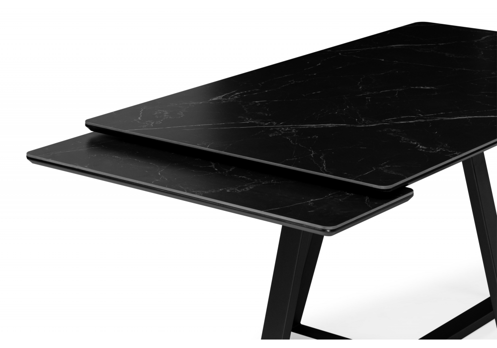Керамический стол Woodville Памелла 140(200)х80 черный мрамор shakespeare black, черный, ножки черные