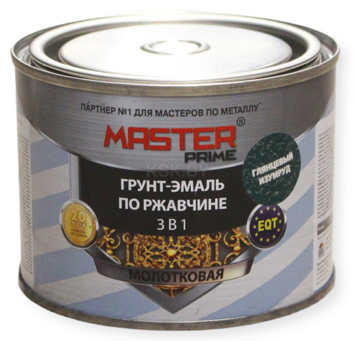 ГРУНТ-ЭМАЛЬ MASTER 3В1 ПО РЖАВЧИНЕ 4,0Л ИЗУМРУД МОЛОТКОВАЯ