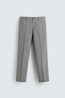 ZARA КОСТЮМНЫЕ БРЮКИ REGULAR FIT С УЗОРОМ «ГУСИНАЯ ЛАПКА», ЧЕРНЫЙ/БЕЛЫЙ