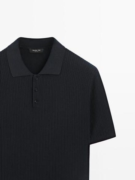Massimo Dutti Поло из 100% хлопка, темно-синий