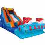 Надувная наземная водная горка «Красные рыбки», 11*4*6 м