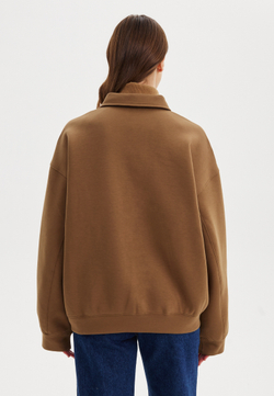 Свитшот на молнии с воротником из вельвета