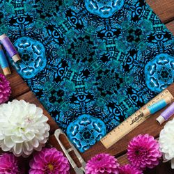 Ткань блэкаут голубой калейдоскоп