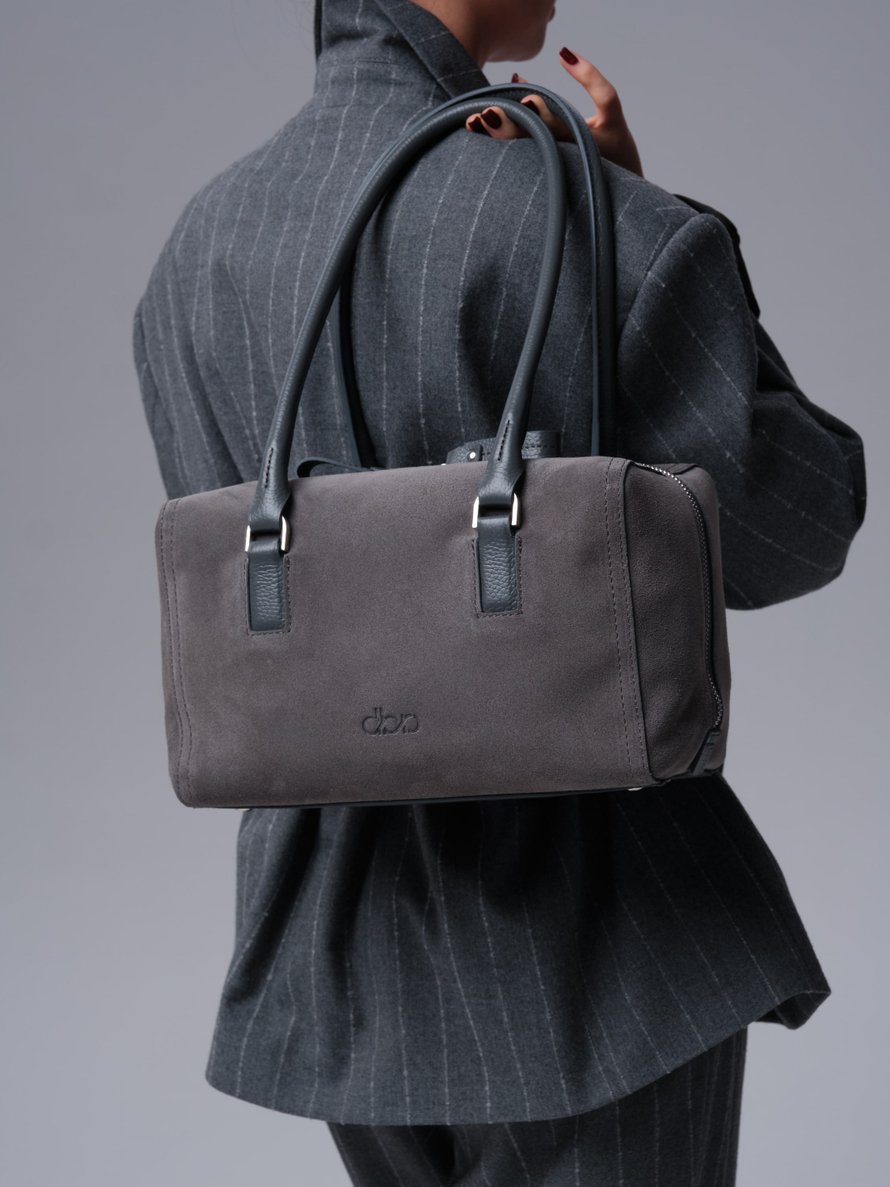 Замшевая сумка DBR 31333 серый замок велюр